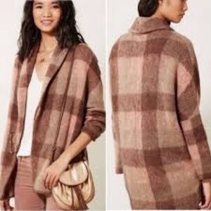 Anthropologie Moth Woodland Plaid Open-Front Sweater M